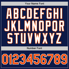 Load image into Gallery viewer, Custom Navy Orange-White 3D Pattern Design Gradient Style Twinkle Star Authentic Baseball Jersey