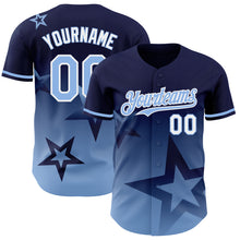 Load image into Gallery viewer, Custom Navy Light Blue-White 3D Pattern Design Gradient Style Twinkle Star Authentic Baseball Jersey