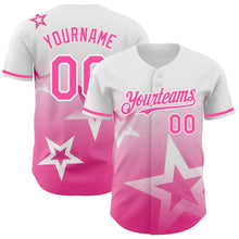 Load image into Gallery viewer, Custom White Pink 3D Pattern Design Gradient Style Twinkle Star Authentic Baseball Jersey