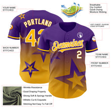 Load image into Gallery viewer, Custom Purple Gold-White 3D Pattern Design Gradient Style Twinkle Star Authentic Baseball Jersey