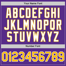 Load image into Gallery viewer, Custom Purple Gold-White 3D Pattern Design Gradient Style Twinkle Star Authentic Baseball Jersey