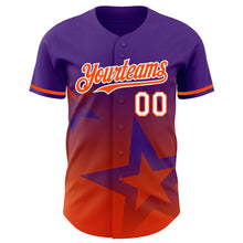 Load image into Gallery viewer, Custom Purple Orange-White 3D Pattern Design Gradient Style Twinkle Star Authentic Baseball Jersey
