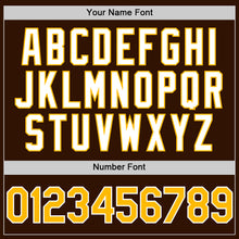 Load image into Gallery viewer, Custom Brown Gold-White 3D Pattern Design Gradient Style Twinkle Star Authentic Baseball Jersey