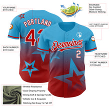 Load image into Gallery viewer, Custom Sky Blue Red-White 3D Pattern Design Gradient Style Twinkle Star Authentic Baseball Jersey
