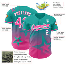 Load image into Gallery viewer, Custom Aqua Pink-White 3D Pattern Design Gradient Style Twinkle Star Authentic Baseball Jersey