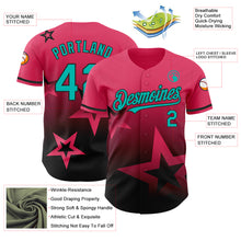 Load image into Gallery viewer, Custom Neon Pink Aqua-Black 3D Pattern Design Gradient Style Twinkle Star Authentic Baseball Jersey