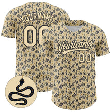 Load image into Gallery viewer, Custom Cream Black 3D Pattern Design Animal Snake Authentic Baseball Jersey