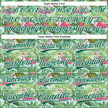 Load image into Gallery viewer, Custom White Kelly Green 3D Pattern Design Animal Flamingo And Hawaii Palm Leaves Authentic Baseball Jersey