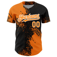 Load image into Gallery viewer, Custom Bay Orange Black-White 3D Pattern Design Abstract Brush Stroke Authentic Baseball Jersey