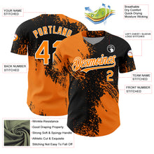 Load image into Gallery viewer, Custom Bay Orange Black-White 3D Pattern Design Abstract Brush Stroke Authentic Baseball Jersey