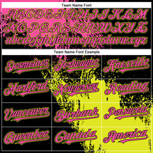 Load image into Gallery viewer, Custom Pink Black-Neon Yellow 3D Pattern Design Abstract Brush Stroke Authentic Baseball Jersey