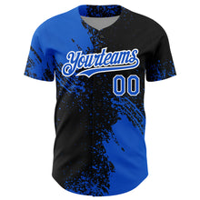 Load image into Gallery viewer, Custom Thunder Blue Black-White 3D Pattern Design Abstract Brush Stroke Authentic Baseball Jersey