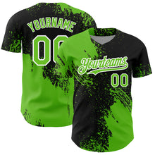 Load image into Gallery viewer, Custom Aurora Green Black-White 3D Pattern Design Abstract Brush Stroke Authentic Baseball Jersey
