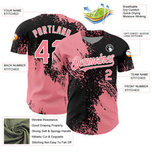 Load image into Gallery viewer, Custom Medium Pink Black-White 3D Pattern Design Abstract Brush Stroke Authentic Baseball Jersey