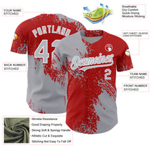 Load image into Gallery viewer, Custom Gray Red-White 3D Pattern Design Abstract Brush Stroke Authentic Baseball Jersey
