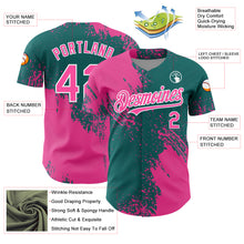 Load image into Gallery viewer, Custom Pink Teal-White 3D Pattern Design Abstract Brush Stroke Authentic Baseball Jersey