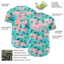 Load image into Gallery viewer, Custom Green Medium Pink-White 3D Pattern Design Tropical Hawaii Palm Trees Authentic Baseball Jersey