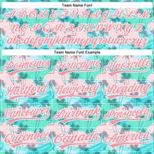 Load image into Gallery viewer, Custom Green Medium Pink-White 3D Pattern Design Tropical Hawaii Palm Trees Authentic Baseball Jersey