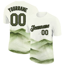 Load image into Gallery viewer, Custom White Olive-Black 3D Pattern Design Mountain Performance T-Shirt