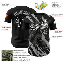 Load image into Gallery viewer, Custom Black White 3D Pattern Design Animal Pitbull Dog Authentic Baseball Jersey