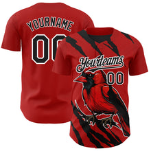Load image into Gallery viewer, Custom Red Black-White 3D Pattern Design Animal Cardinal Bird Authentic Baseball Jersey