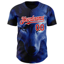 Load image into Gallery viewer, Custom Black Red-White 3D Pattern Design Animal Wolf Authentic Baseball Jersey