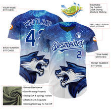 Load image into Gallery viewer, Custom Royal White 3D Pattern Design Animal Wolf Authentic Baseball Jersey