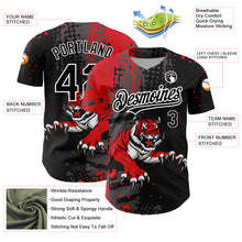 Load image into Gallery viewer, Custom Black Red-White 3D Pattern Design Animal Tiger Authentic Baseball Jersey