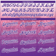 Load image into Gallery viewer, Custom White Purple-Pink 3D Pattern Design Gradient Style Animal Snake Authentic Baseball Jersey