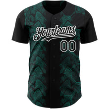 Load image into Gallery viewer, Custom Black Midnight Green-White 3D Pattern Design Animal Snake Authentic Baseball Jersey