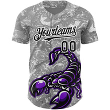 Load image into Gallery viewer, Custom Gray Black-White 3D Pattern Design Animal Scorpion Authentic Baseball Jersey