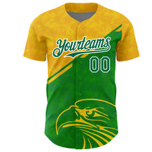 Load image into Gallery viewer, Custom Yellow Kelly Green-White 3D Pattern Design Animal Eagle Authentic Baseball Jersey