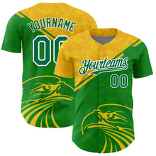Load image into Gallery viewer, Custom Yellow Kelly Green-White 3D Pattern Design Animal Eagle Authentic Baseball Jersey