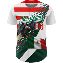 Load image into Gallery viewer, Custom White Red-Kelly Green 3D Mexico Authentic Baseball Jersey