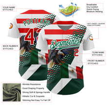 Load image into Gallery viewer, Custom White Red-Kelly Green 3D Mexico Authentic Baseball Jersey