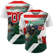 Load image into Gallery viewer, Custom White Red-Kelly Green 3D Mexico Authentic Baseball Jersey