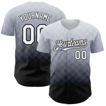 Load image into Gallery viewer, Custom Gray White-Black 3D Pattern Design Gradient Square Shape Authentic Baseball Jersey