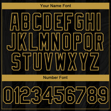 Load image into Gallery viewer, Custom Black Old Gold 3D Pattern Design Stripes Authentic Baseball Jersey