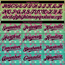 Load image into Gallery viewer, Custom Green Black-Pink 3D Pattern Design Tropical Hawaii Palm Trees And Flamingo Authentic Baseball Jersey
