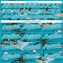 Load image into Gallery viewer, Custom Teal White 3D Pattern Design Tropical Hawaii Palm Trees Authentic Baseball Jersey