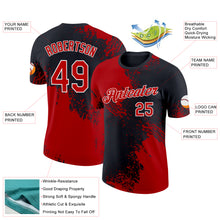 Load image into Gallery viewer, Custom Red Black-White 3D Pattern Design Abstract Brush Stroke Performance T-Shirt