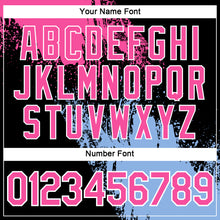 Load image into Gallery viewer, Custom Pink Black-Light Blue 3D Pattern Design Abstract Brush Stroke Performance T-Shirt