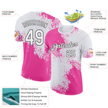 Load image into Gallery viewer, Custom Pink White-Black 3D Pattern Design Abstract Brush Stroke Performance T-Shirt
