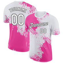Load image into Gallery viewer, Custom Pink White-Black 3D Pattern Design Abstract Brush Stroke Performance T-Shirt