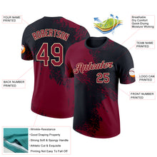 Load image into Gallery viewer, Custom Crimson Black-Cream 3D Pattern Design Abstract Brush Stroke Performance T-Shirt
