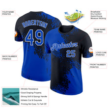 Load image into Gallery viewer, Custom Thunder Blue Black-White 3D Pattern Design Abstract Brush Stroke Performance T-Shirt