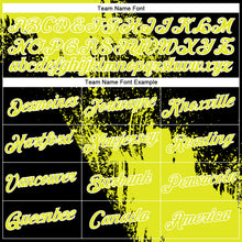 Load image into Gallery viewer, Custom Neon Yellow Black-White 3D Pattern Design Abstract Brush Stroke Performance T-Shirt