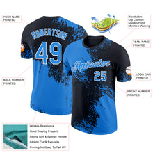 Load image into Gallery viewer, Custom Powder Blue Black-White 3D Pattern Design Abstract Brush Stroke Performance T-Shirt