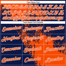 Load image into Gallery viewer, Custom Orange Navy-White 3D Pattern Design Abstract Brush Stroke Performance T-Shirt