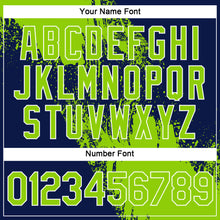 Load image into Gallery viewer, Custom Neon Green Navy-White 3D Pattern Design Abstract Brush Stroke Performance T-Shirt